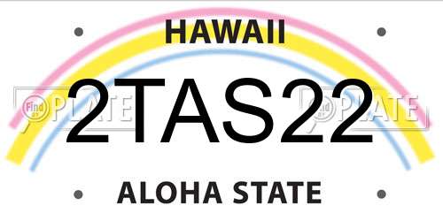 2TAS22 Hawaii License Plate