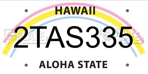 2TAS335 Hawaii License Plate