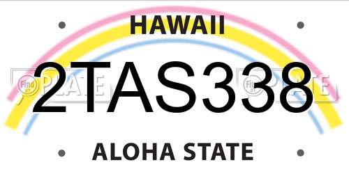 2TAS338 Hawaii License Plate