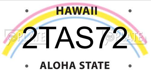 2TAS72 Hawaii License Plate
