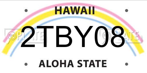 2TBY08 Hawaii License Plate