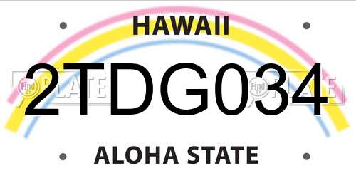 2TDG034 Hawaii License Plate