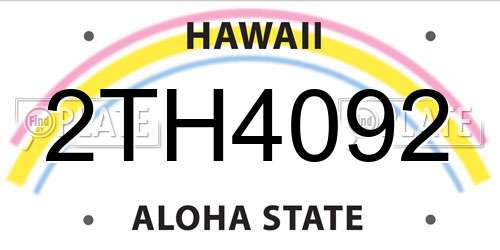 2TH4092 Hawaii License Plate