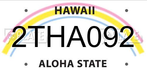 2THA092 Hawaii License Plate