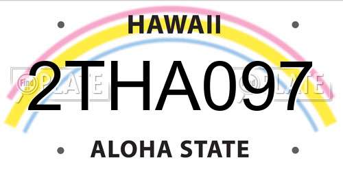 2THA097 Hawaii License Plate
