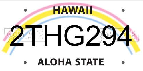2THG294 Hawaii License Plate