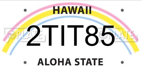 2TIT85 Hawaii License Plate
