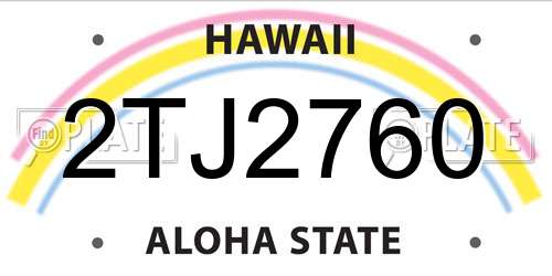 2TJ2760 Hawaii License Plate
