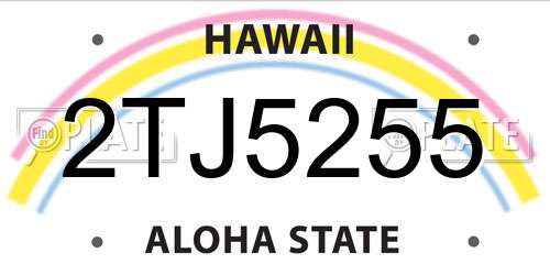 2TJ5255 Hawaii License Plate