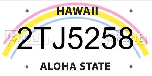 2TJ5258 Hawaii License Plate