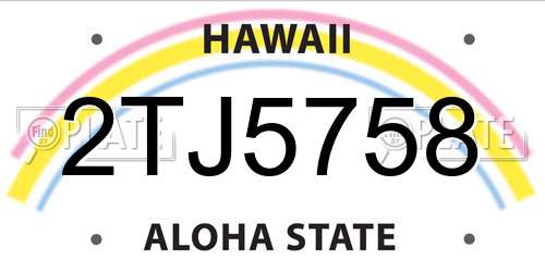 2TJ5758 Hawaii License Plate