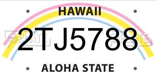 2TJ5788 Hawaii License Plate