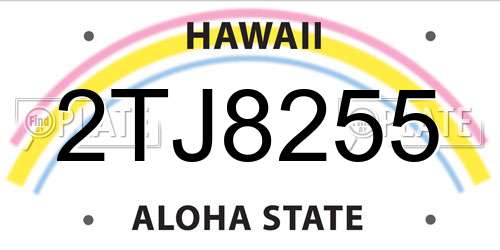 2TJ8255 Hawaii License Plate