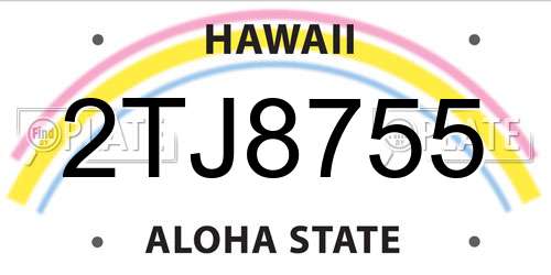 2TJ8755 Hawaii License Plate