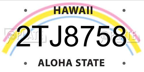 2TJ8758 Hawaii License Plate