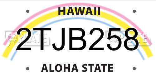 2TJB258 Hawaii License Plate