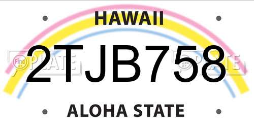 2TJB758 Hawaii License Plate