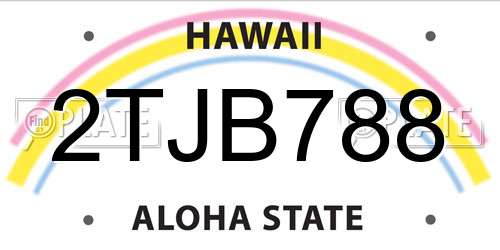 2TJB788 Hawaii License Plate