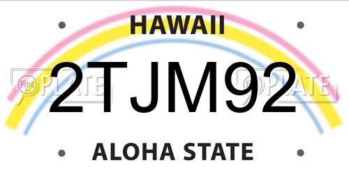 2TJM92 Hawaii License Plate