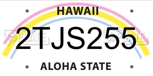 2TJS255 Hawaii License Plate