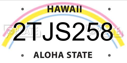 2TJS258 Hawaii License Plate