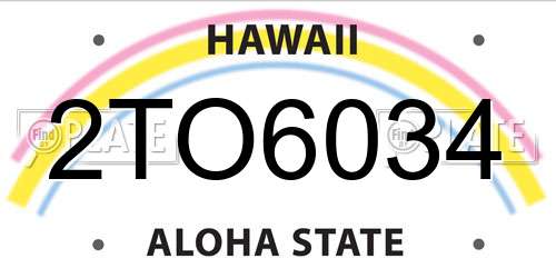 2TO6034 Hawaii License Plate