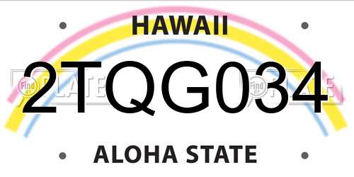 2TQG034 Hawaii License Plate