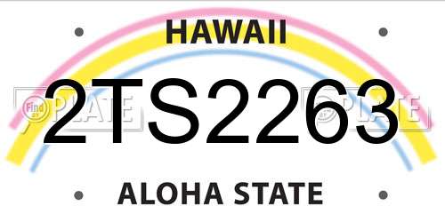2TS2263 Hawaii License Plate