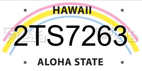 2TS7263 Hawaii License Plate