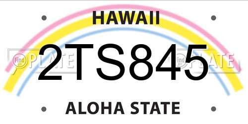 2TS845 Hawaii License Plate