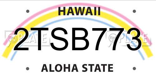 2TSB773 Hawaii License Plate