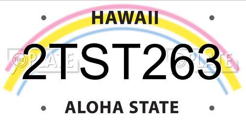 2TST263 Hawaii License Plate