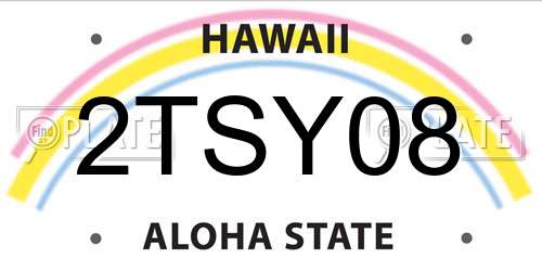 2TSY08 Hawaii License Plate