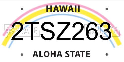 2TSZ263 Hawaii License Plate