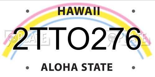 2TTO276 Hawaii License Plate