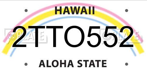 2TTO552 Hawaii License Plate