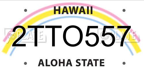 2TTO557 Hawaii License Plate