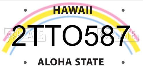 2TTO587 Hawaii License Plate