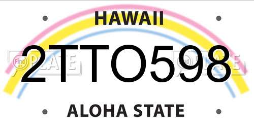 2TTO598 Hawaii License Plate