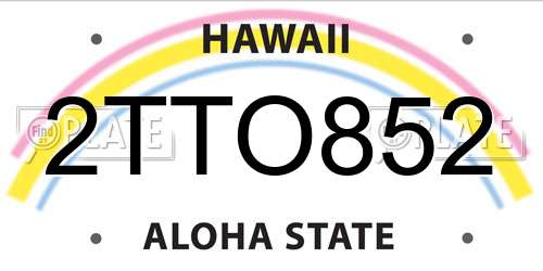 2TTO852 Hawaii License Plate