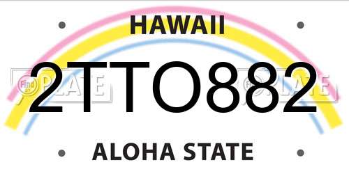 2TTO882 Hawaii License Plate