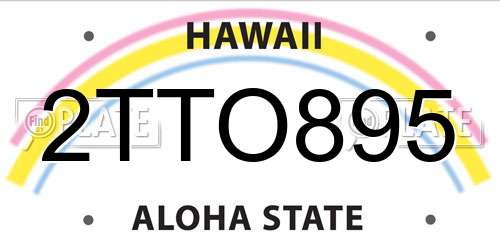 2TTO895 Hawaii License Plate