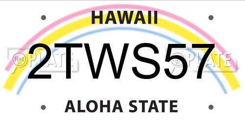 2TWS57 Hawaii License Plate