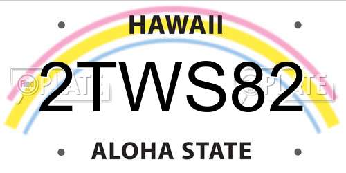 2TWS82 Hawaii License Plate