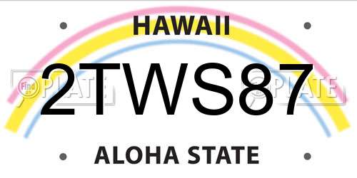 2TWS87 Hawaii License Plate
