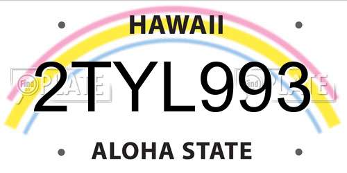 2TYL993 Hawaii License Plate