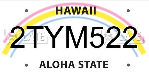 2TYM522 Hawaii License Plate