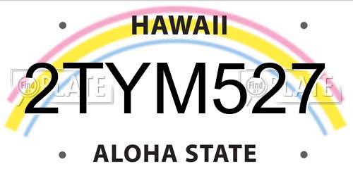 2TYM527 Hawaii License Plate