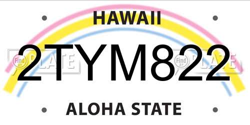 2TYM822 Hawaii License Plate