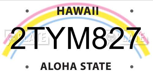 2TYM827 Hawaii License Plate